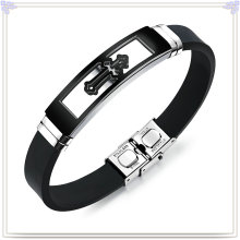 Fashion Jewelry Stainless Steel Jewelry Silicone Bracelet (LB586)